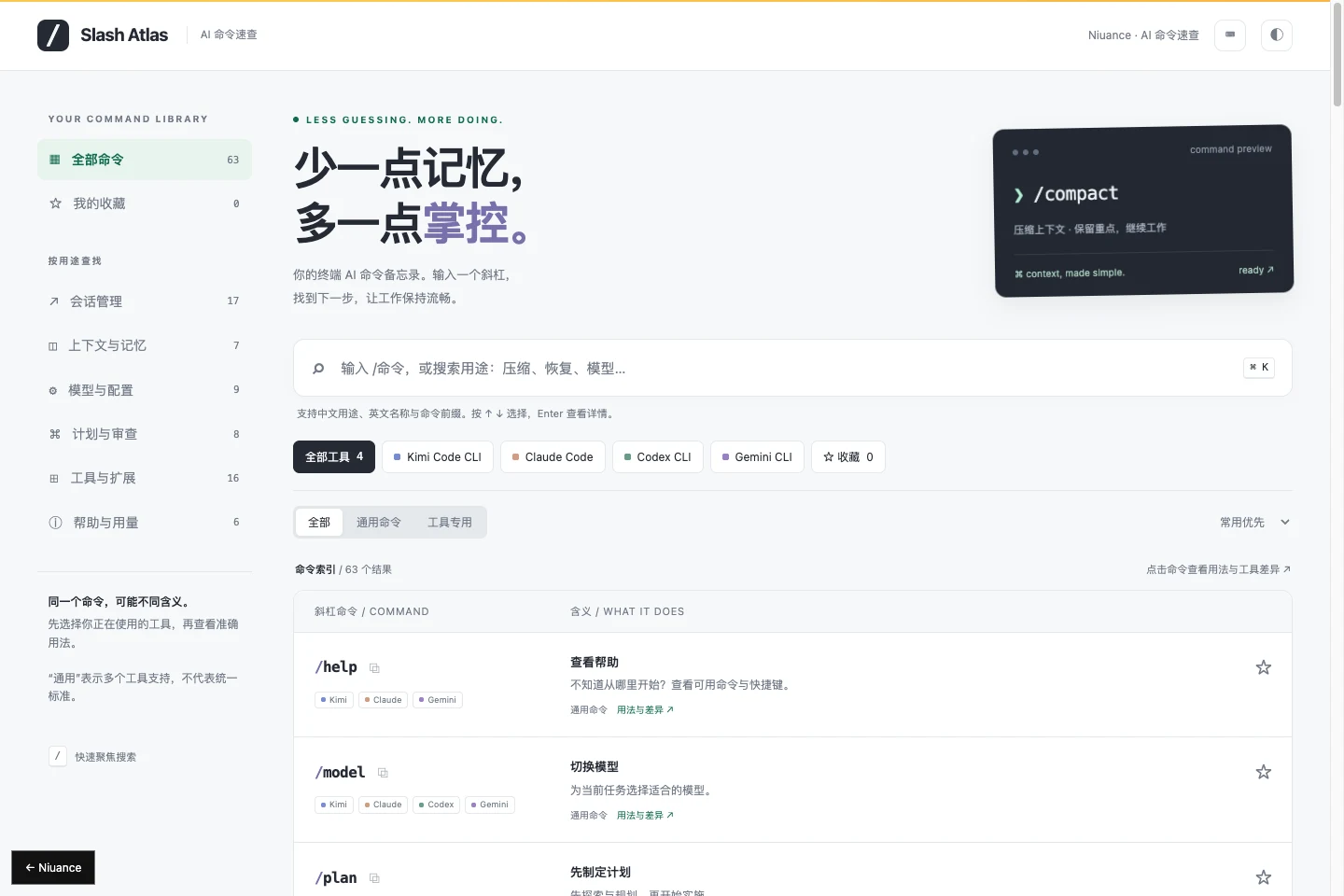 AI 斜杠命令速查