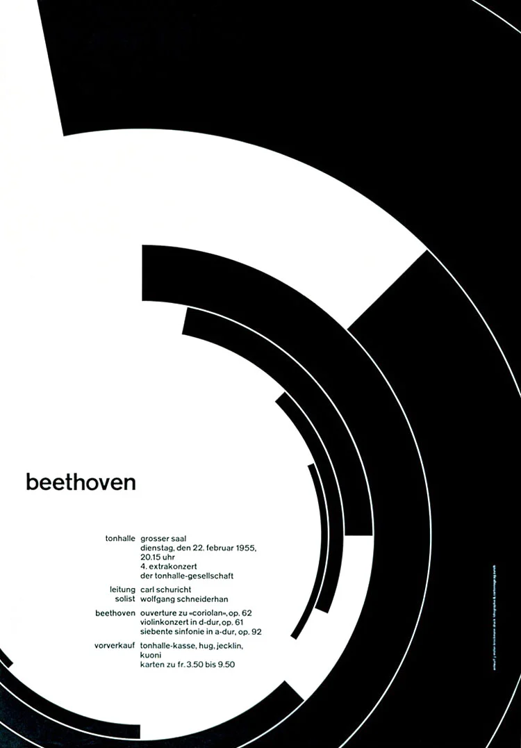 Josef Müller-Brockmann，Beethoven 音乐会海报，1955