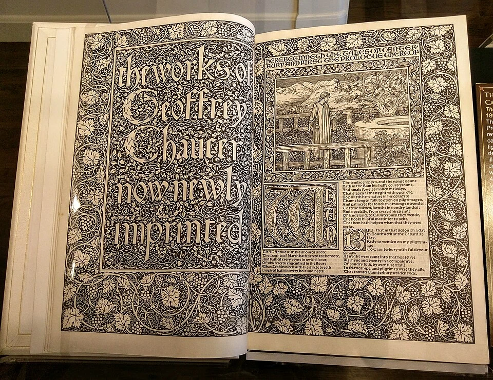 《The Works of Geoffrey Chaucer》，Kelmscott Press，1896，William Morris 设计的书页